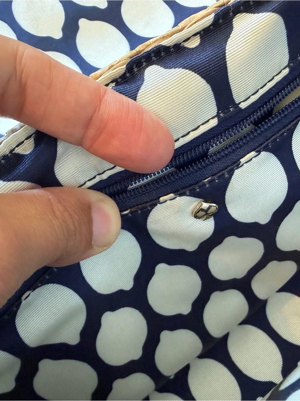 kate spade Navy and Natural Straw Bow-Accent Crossbody